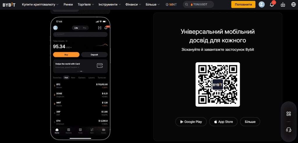 Інтерфейс та зручність використання торгового терміналу Bybit