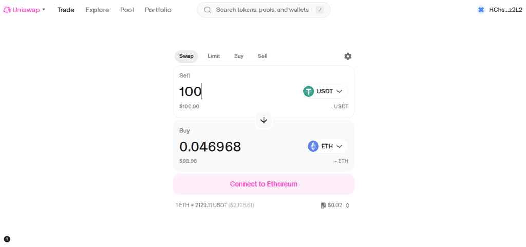 Обмен токенов Uniswap