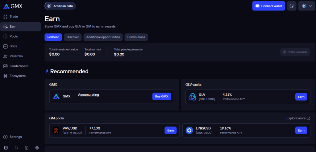 GMX Earn — liquidity provision and earning. Liquidity providers are one of the most profitable user groups on GMX.